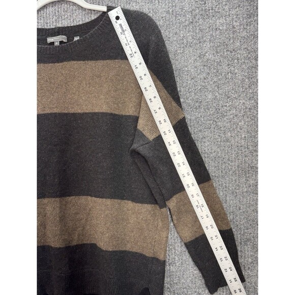 Vince Yak Wool Rugby Stripe Sweater Womens Small Gray Tan Relaxed Knit Top - Picture 9 of 10
